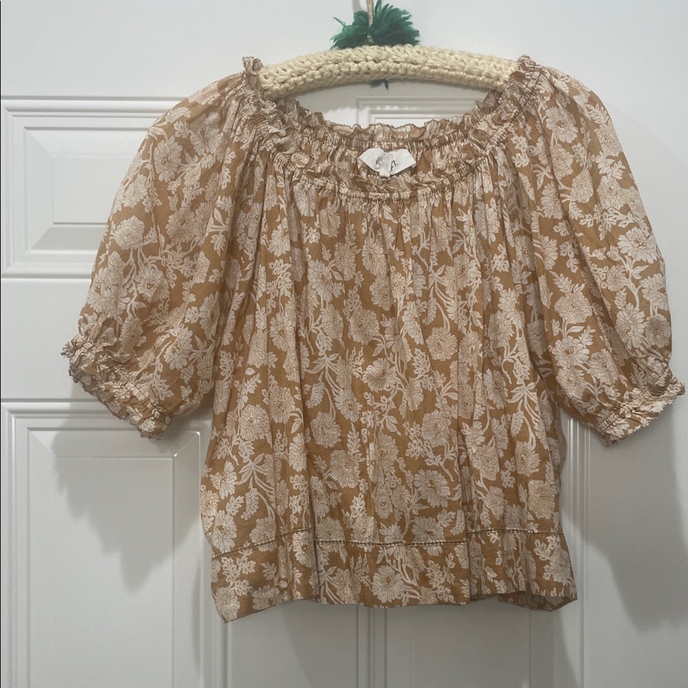 THE GREAT. The Garland Oat Wild Brush Floral Blouse